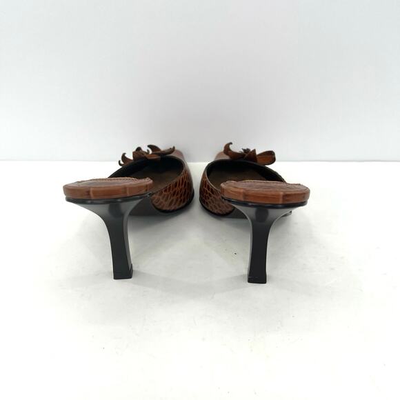 Linea Paolo women’s leather animal print flower heels mule shoes - Picture 3 of 8